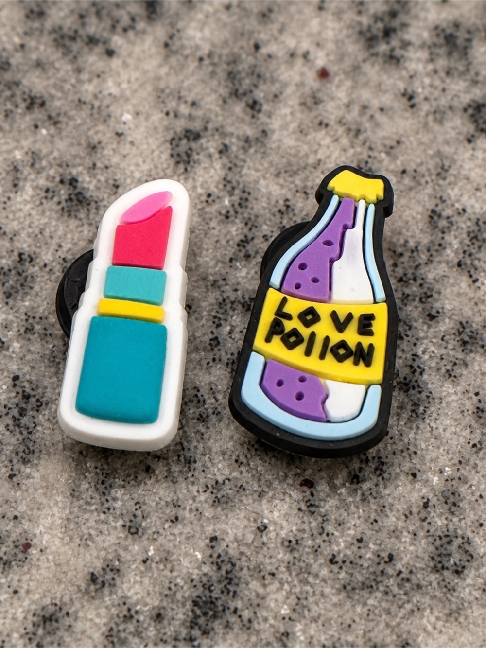 CROCS Lipstick & Love Potion Jibbitz Charms - Pink, Teal, Purple, Yellow